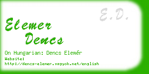 elemer dencs business card